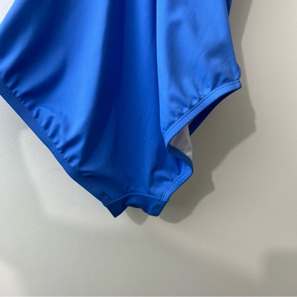 Bal Harbour Blue V-Neck Ruffle One Piece Swim - Picture 9 of 12